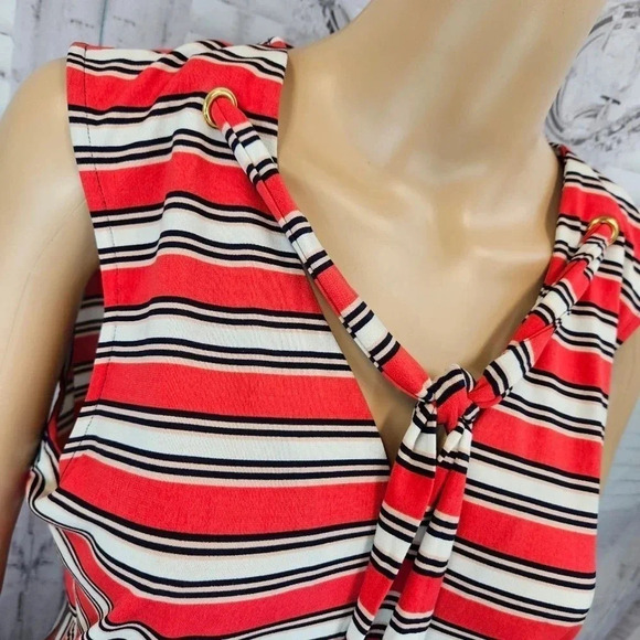 The Limited Size Large Orange and White Stripe Sleeveless Tank Shirt - Picture 3 of 9